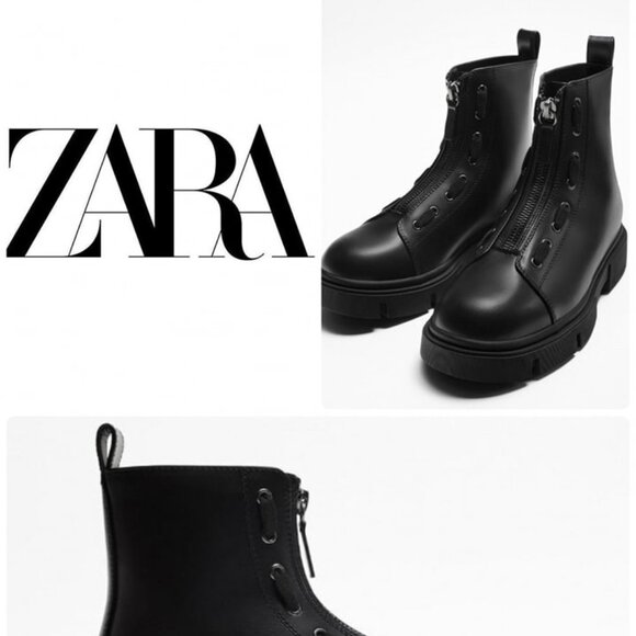 Zara Front Zip Chunky Ankle Boots main image 4